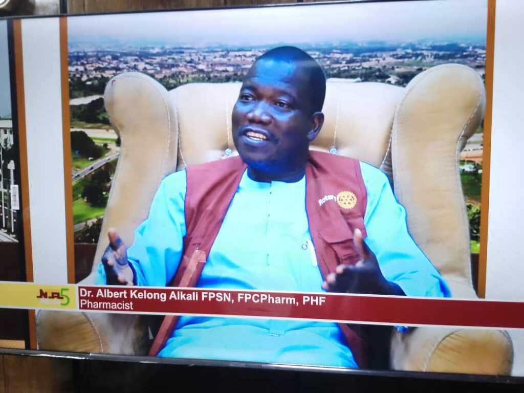 Answering-questions-on-Humanitarian-Services-by-Rotary-at-a-program-on-NTA-Channel-5-Abuja.