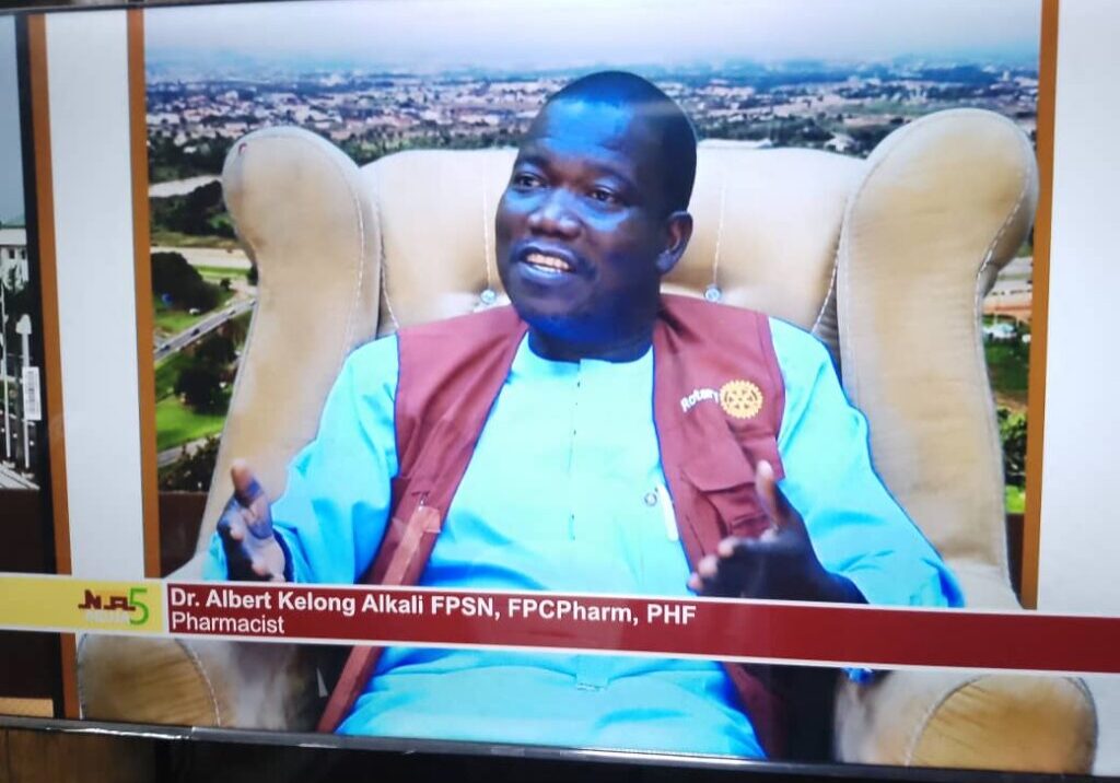 Answering-questions-on-Humanitarian-Services-by-Rotary-at-a-program-on-NTA-Channel-5-Abuja.